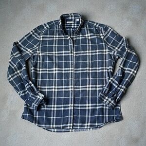 Men’s Burberry Navy check button down shirt -XL